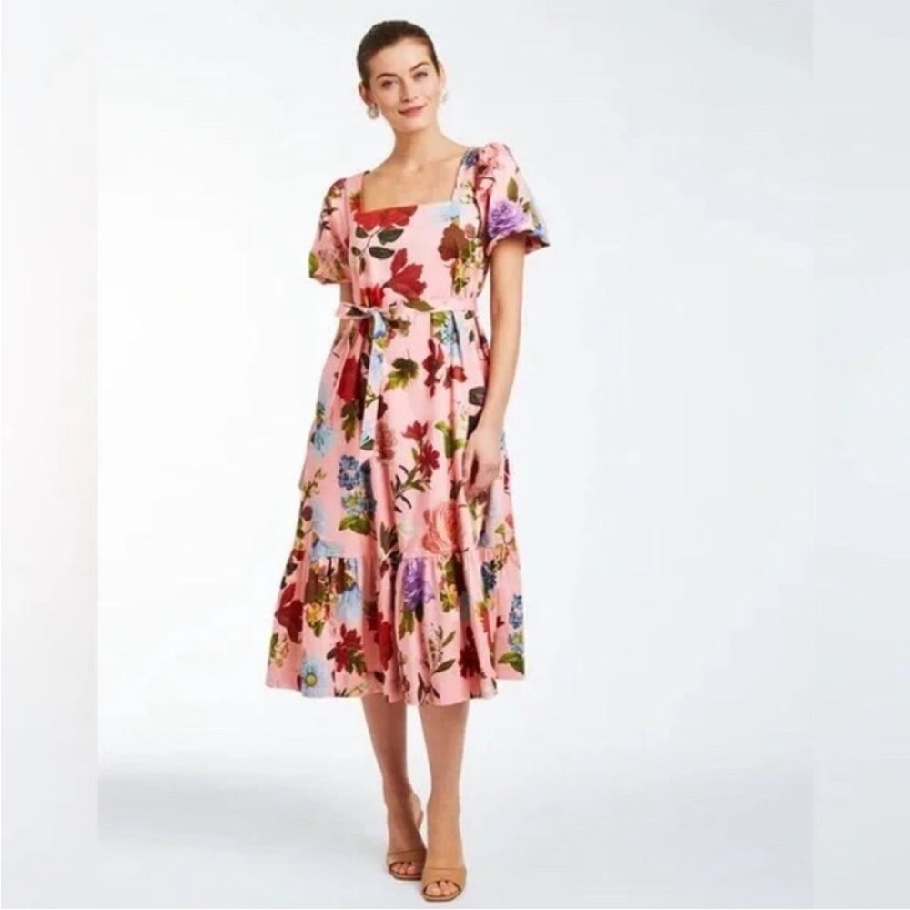 Mestiza x Pink‎ Chicken Jasmine Pink Floral Garden Midi Dress XL